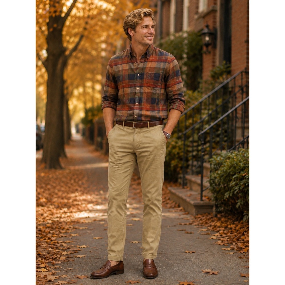 Southern Pines Mens Tan Chino Pants 40x32 Cotton Twill Khaki Trouser Preppy‎